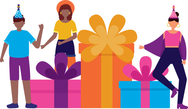 人们用大礼盒庆祝生日图片下载
