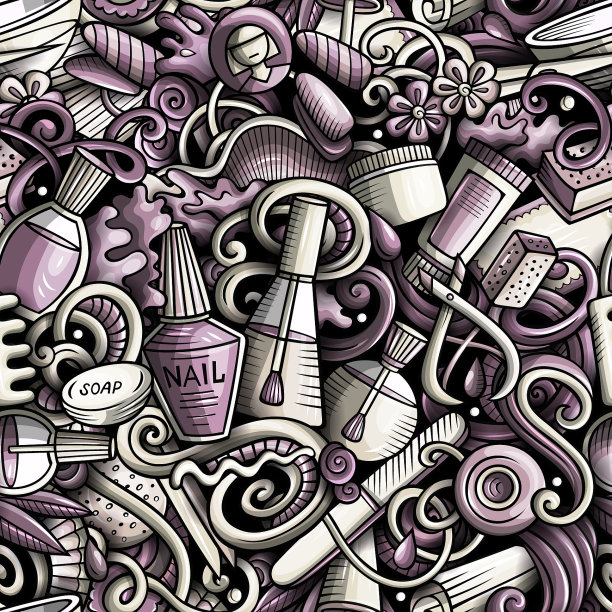 美甲手绘涂鸦无缝图案图片下载