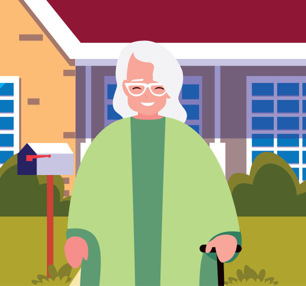 奶奶站在房子前面图片下载