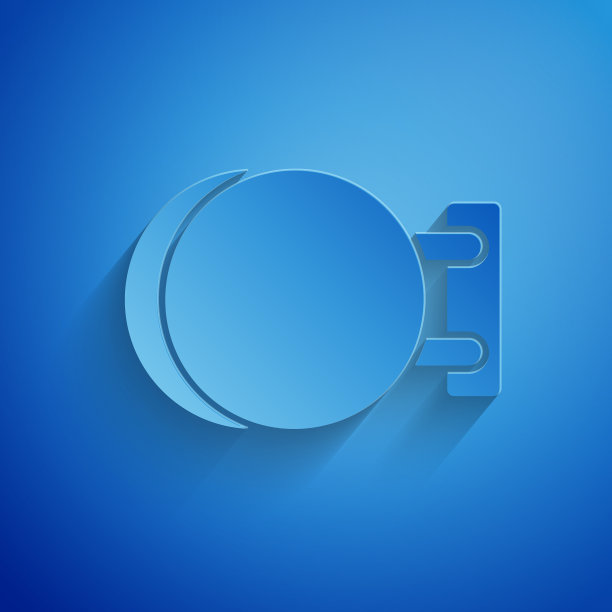 剪纸招牌上挂着蓝色的孤立图标图片下载