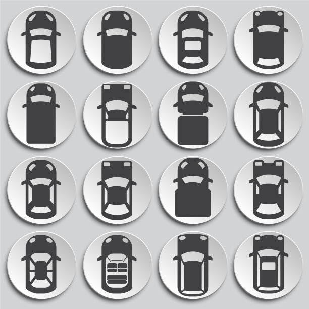 汽车俯视图图标设置在背景图形图片下载