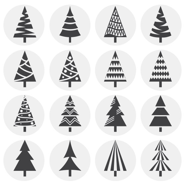 圣诞树图标设置的背景图形图片下载