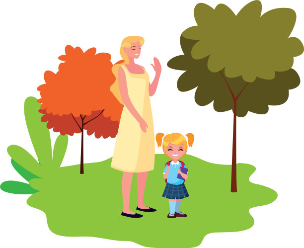 母女俩学生在户外回了图片下载