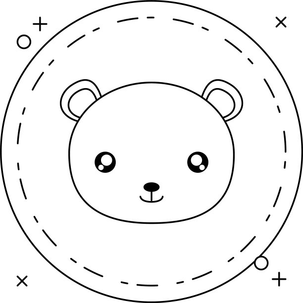 头部可爱的小熊贝恩框圆形图片下载