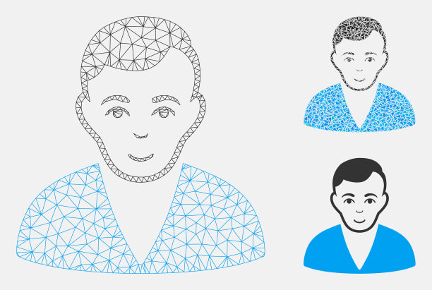 人网格二维模型和三角形马赛克图标图片下载