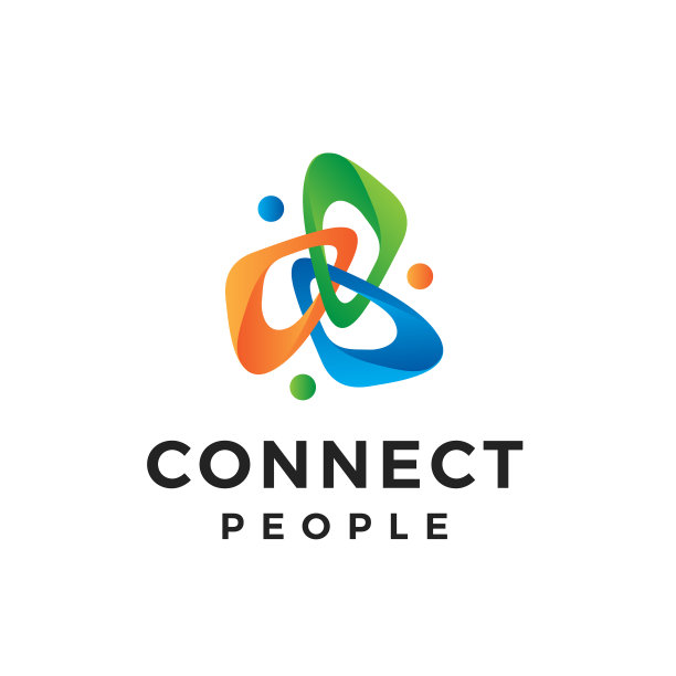 多彩的抽象连接人的标志设计图片下载