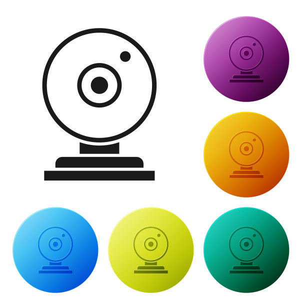 黑色网络摄像头图标孤立在白色背景上图片下载