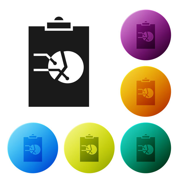 带有图形图表图标的黑色剪贴板图片下载