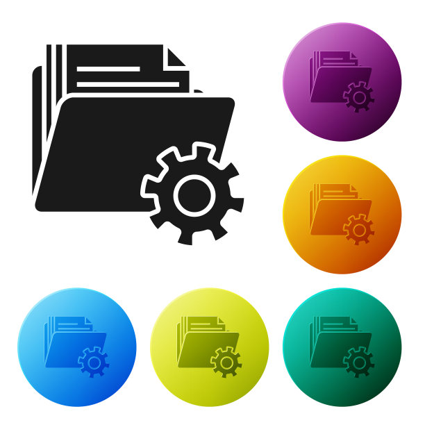 黑色文件夹设置与齿轮图标隔离图片下载