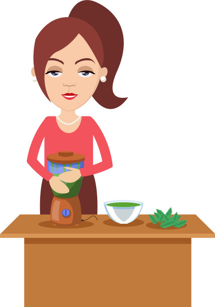 在白色背景上做健康饮料的女人图片下载