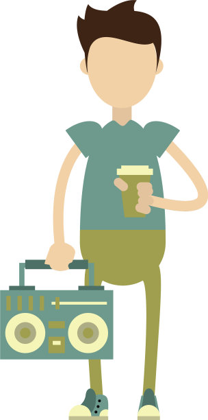 时髦的男孩与立体声符号图片下载