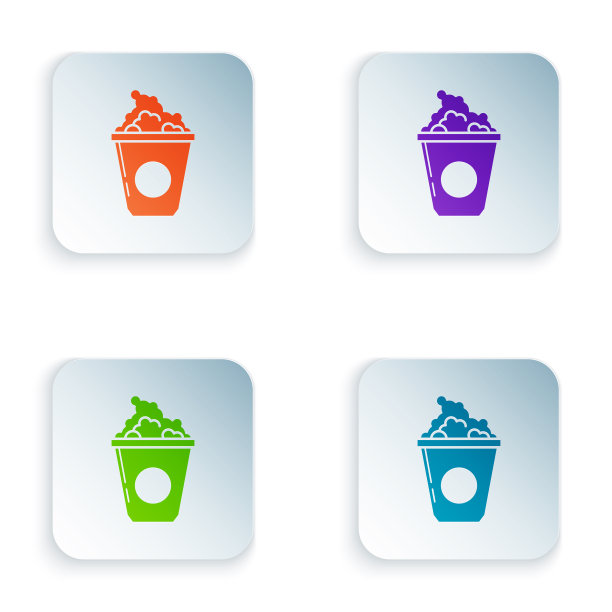 彩色爆米花在纸板箱图标隔离上图片下载