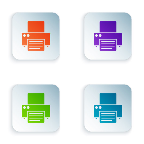 彩色打印机图标隔离在白色背景图片下载