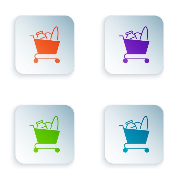 颜色购物车和食品图标隔离图片下载