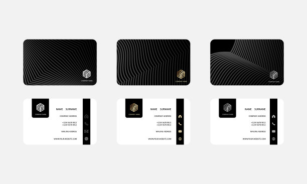 深色名片优雅的模板现代风格，在孤立的白色背景上。每股收益10向量。图片下载