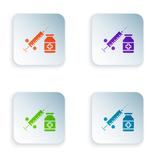 彩色医用注射器，带针和小瓶或图片下载