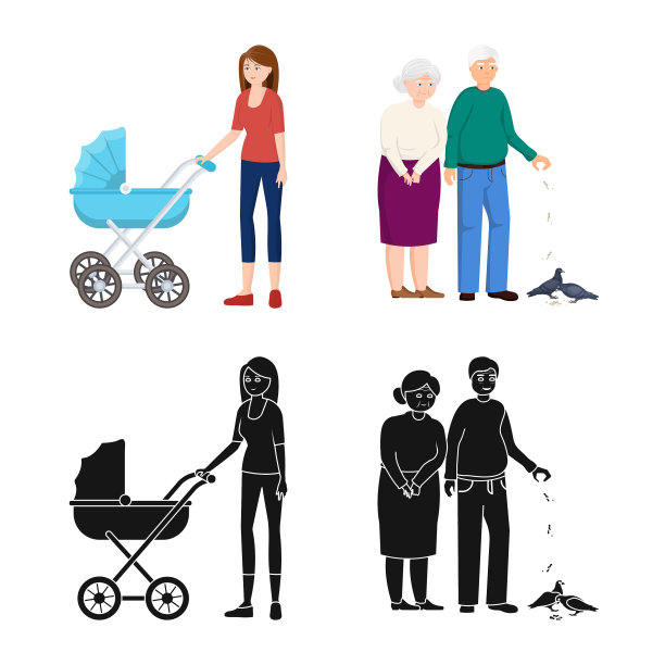 孤立的对象字符和化身标志集图片下载