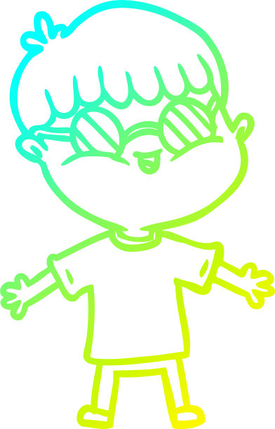 冷梯度线画卡通男孩穿着图片下载