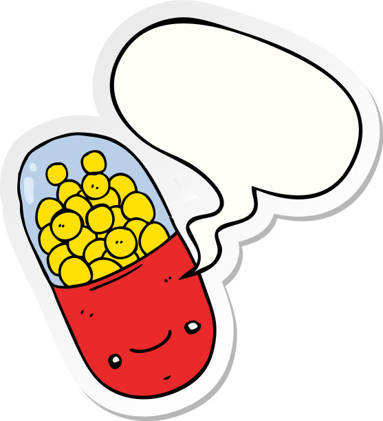 卡通药丸和气泡贴纸图片下载