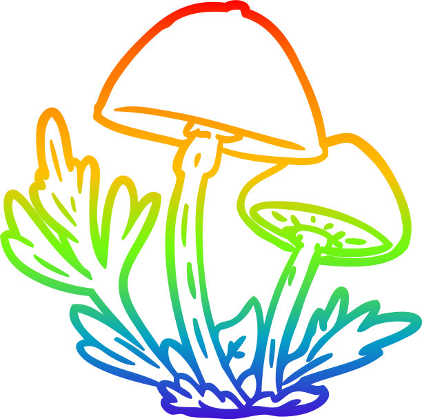 彩虹渐变线绘制野生蘑菇图片下载