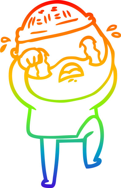 彩虹渐变线画卡通大胡子男人图片下载