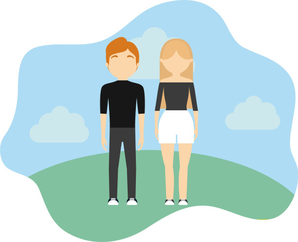 年轻夫妇在风景中风景自然图片下载