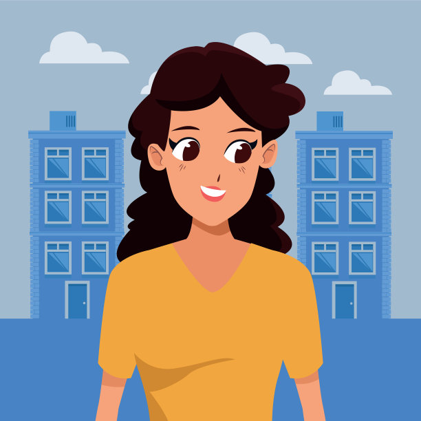 在城市里微笑的年轻女子图片下载