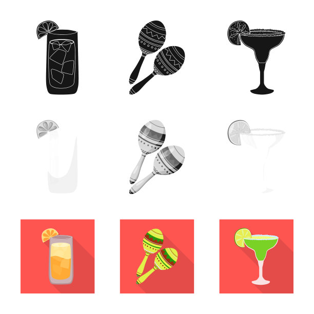 孤立的对象咖啡馆和拉丁图标集合图片下载