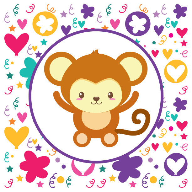 可爱的猴子花心背景图片下载