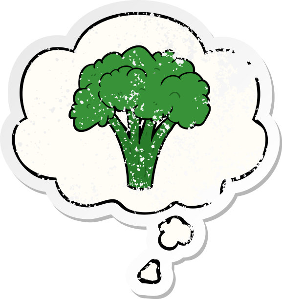 卡通花椰菜和思想气泡一样图片下载