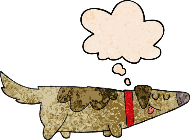 卡通狗和思想泡沫在垃圾纹理图片下载