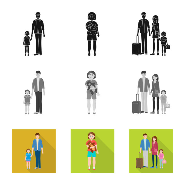 孤立的对象人物和头像图标集图片下载