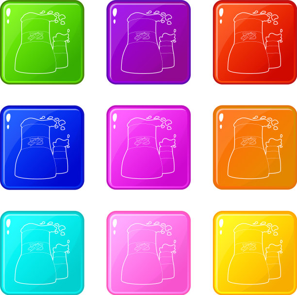 冷却塔图标集9种颜色收集图片下载