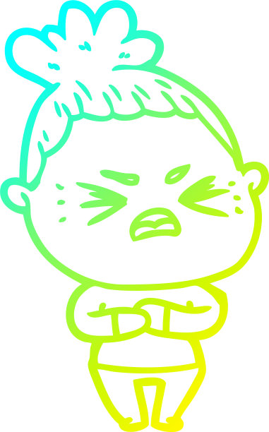 冷梯度线画卡通愤怒的女人图片下载