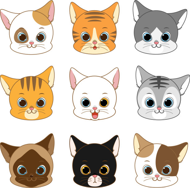 可爱的微笑猫头集合图片下载