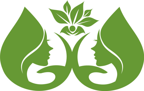 脸与叶片标志模板图片下载