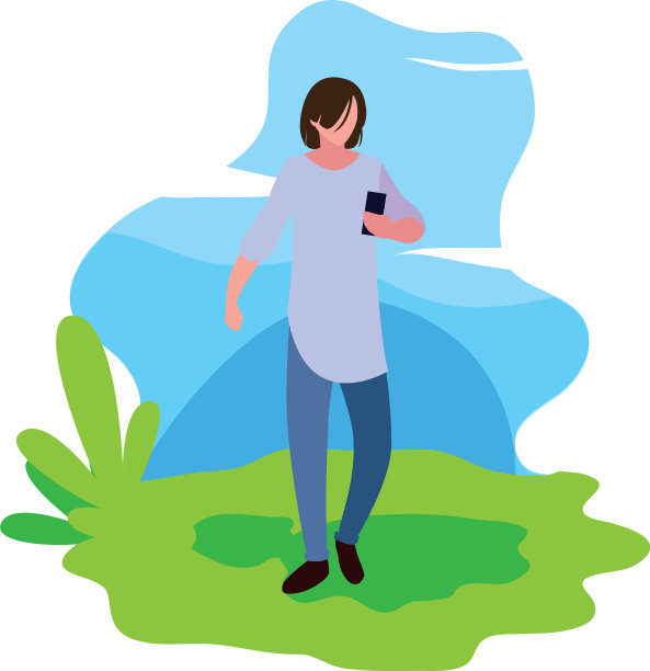 人类在景观中使用智能手机图片下载