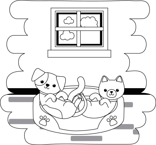 猫和狗的卡通设计图片下载