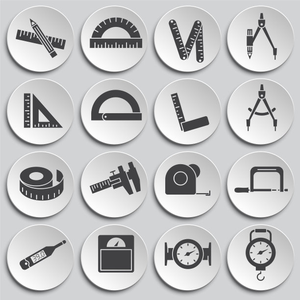 测量工具相关的图标设置在背景上图片下载