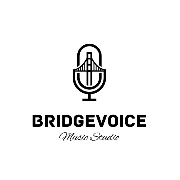 麦克风桥线标志设计图片下载