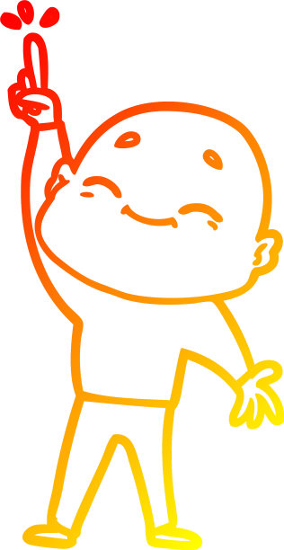 暖梯度线画卡通秃头男人图片下载