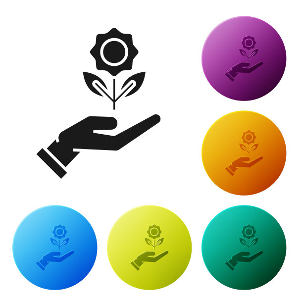 黑色手握花图标孤立在白色图片下载