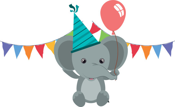 可爱的大象和气球氦气图片下载