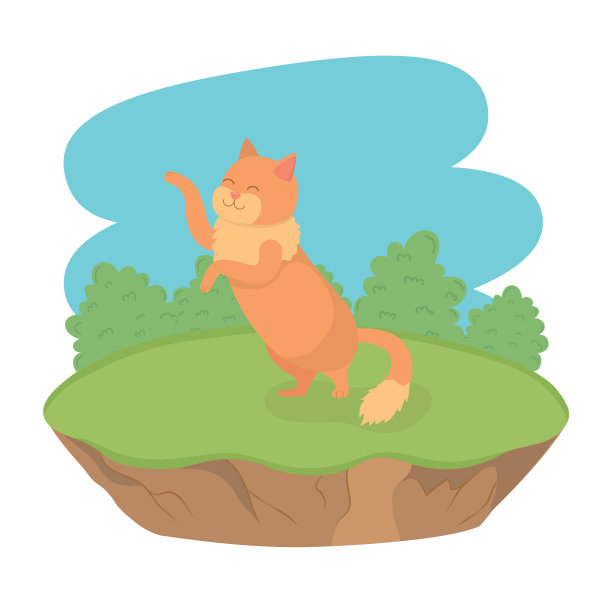 可爱的小猫吉祥物在野外字符图片下载