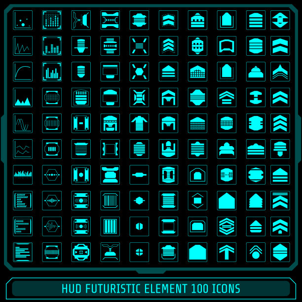 Hud未来收藏图标元素设置为绿色图片下载