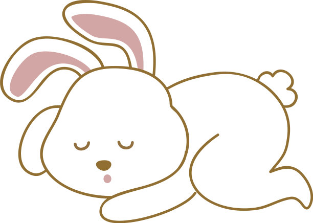 白色背景下睡着的兔子图片下载