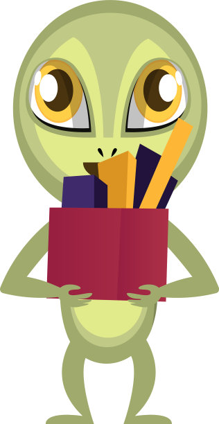 白色背景下盒子里有东西的外星人图片下载