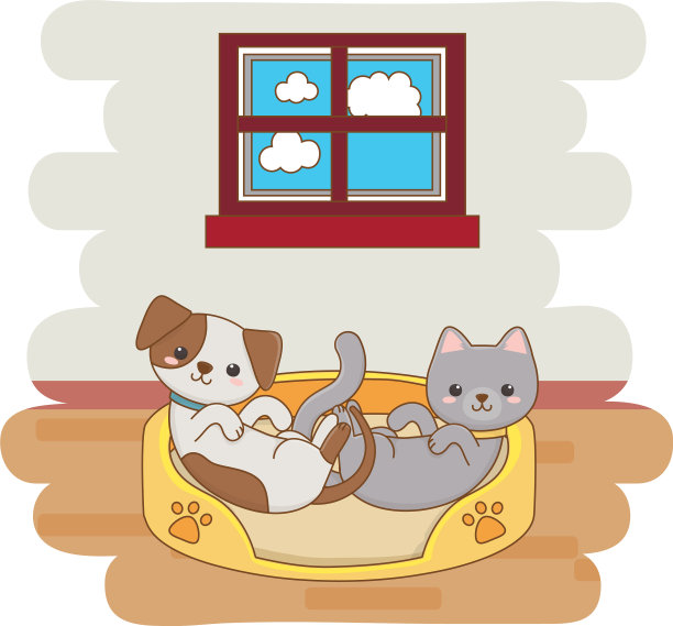 猫和狗的卡通设计图片下载