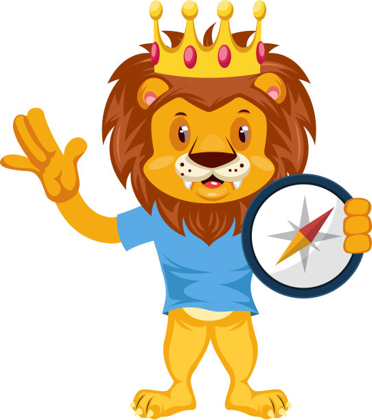 狮子与指南针在白色背景图片下载