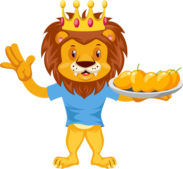 狮子与芒果在白色的背景图片下载